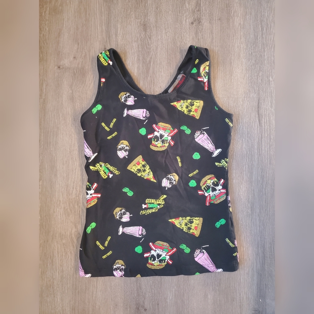 Trendy Black Graphic Tank Top